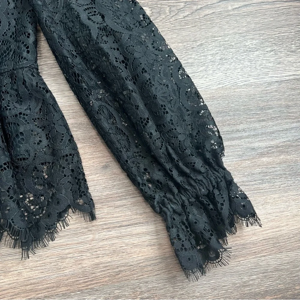 Lilly Pulitzer Jacelynne Black Lace Peplum Top Size Small Long Sleeve Blouse - Picture 4 of 11